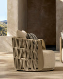 BUTACA DE EXTERIOR EN TELA TEXTURIZADA BEIGE CUERDA Y MARCO GRIS