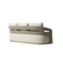 SOFA DE EXTERIOR DE TRES ASIENTOS EN TELA BEIGE Y CUERDA Y MARCO GRIS