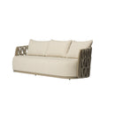 SOFA DE EXTERIOR DE TRES ASIENTOS EN TELA TEXTURIZADA BEIGE CUERDA Y MARCO GRIS