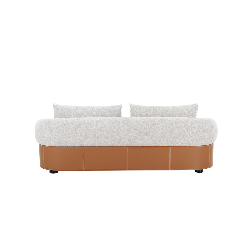 SOFA ESTACIONARIO DE TRES ASIENTOS EN TELA BEIGE