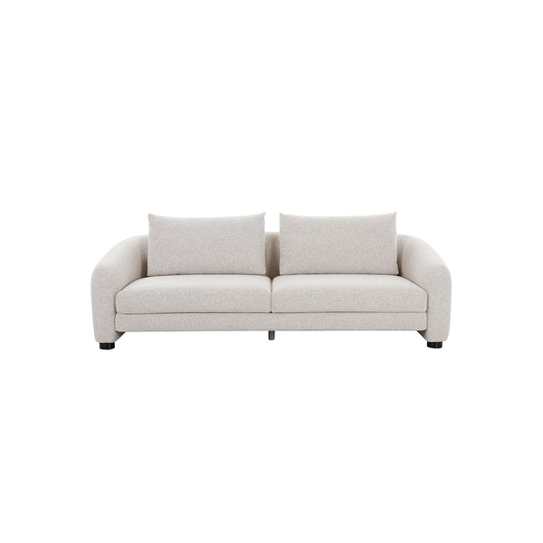 SOFA ESTACIONARIO DE TRES ASIENTOS EN TELA BEIGE