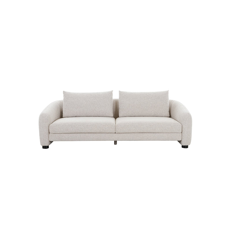 SOFA ESTACIONARIO DE TRES ASIENTOS EN TELA BEIGE