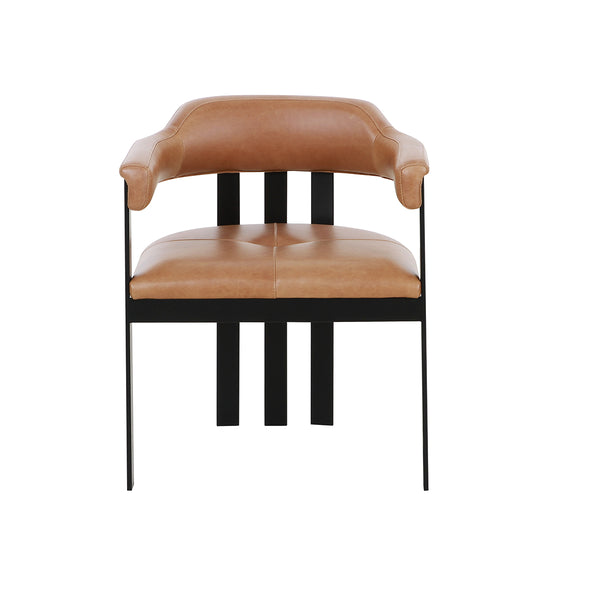 SILLA DE COMEDOR NEGRA CON FRENTE DE PIEL MARRON