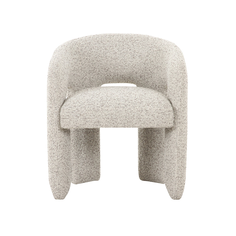 SILLA DE COMEDOR EN TELA TEXTURIZADA GRIS CON BLANCO