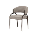 SILLA DE COMEDOR EN TELA TEXTURIZADA MARRON Y PATAS CAFE