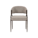 SILLA DE COMEDOR EN TELA TEXTURIZADA MARRON Y PATAS CAFE