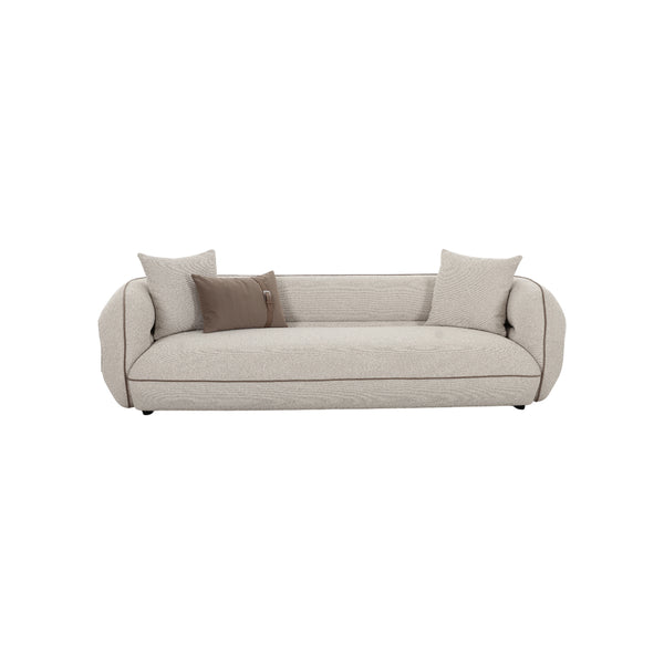 SOFA ESTACIONARIO DE TRES ASIENTOS EN TELA BEIGE