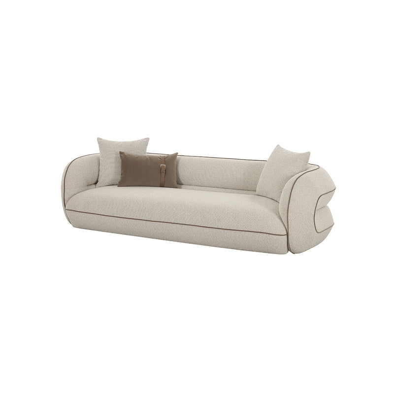 SOFA ESTACIONARIO DE TRES ASIENTOS EN TELA BEIGE