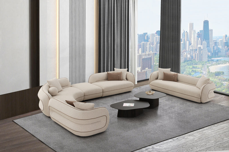 SOFA SECCIONAL ESTACIONARIO EN TELA BEIGE