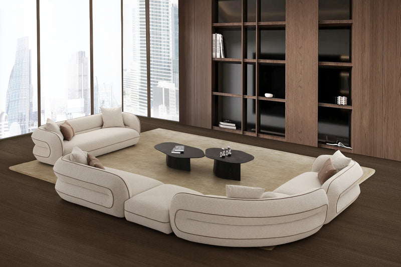 SOFA SECCIONAL ESTACIONARIO EN TELA BEIGE