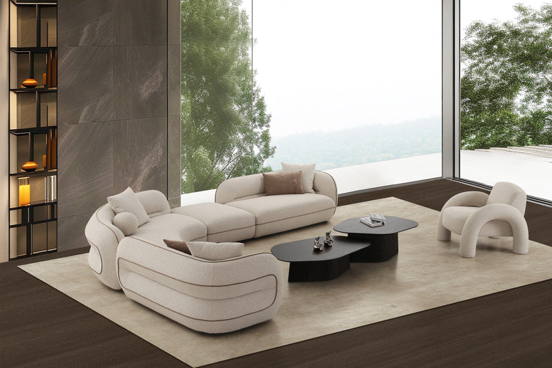 SOFA SECCIONAL ESTACIONARIO EN TELA BEIGE
