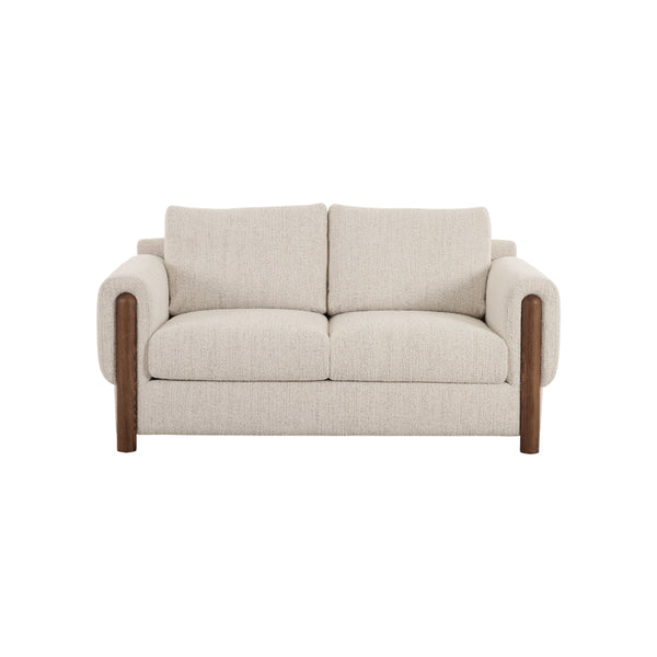 SOFA ESTACIONARIO DE DOS ASIENTOS EN TELA TEXTURIZADA BEIGE