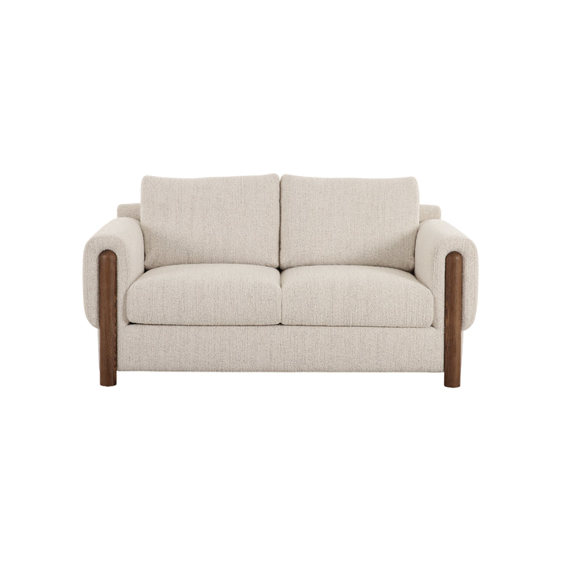 SOFA ESTACIONARIO DE DOS ASIENTOS EN TELA TEXTURIZADA BEIGE