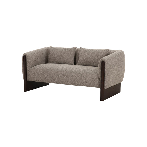 SOFA ESTACIONARIO DE DOS ASIENTOS EN TELA TEXTURIZADA MARRON