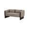 SOFA ESTACIONARIO DE DOS ASIENTOS EN TELA TEXTURIZADA MARRON