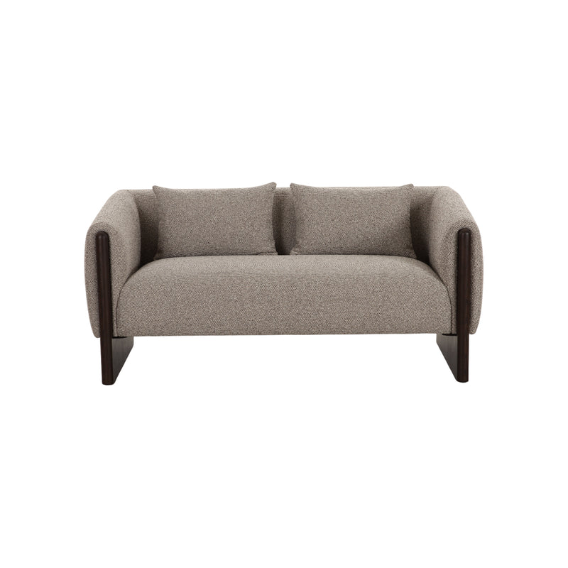 SOFA ESTACIONARIO DE DOS ASIENTOS EN TELA TEXTURIZADA MARRON