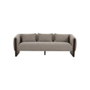 SOFA ESTACIONARIO DE TRES ASIENTOS EN TELA TEXTURIZADA MARRON