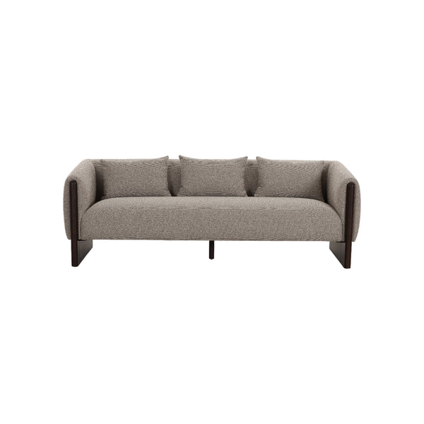 SOFA ESTACIONARIO DE TRES ASIENTOS EN TELA TEXTURIZADA MARRON