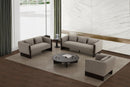SOFA ESTACIONARIO DE TRES ASIENTOS EN TELA TEXTURIZADA MARRON