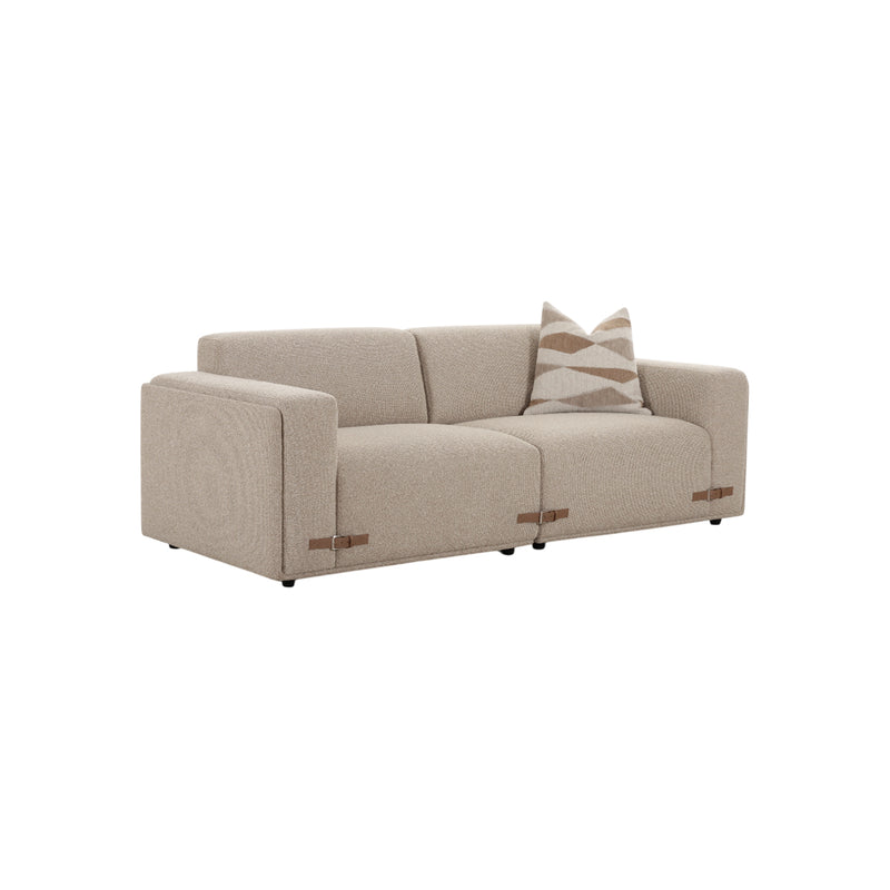 SOFA ESTACIONARIO DE DOS ASIENTOS EN TELA BEIGE