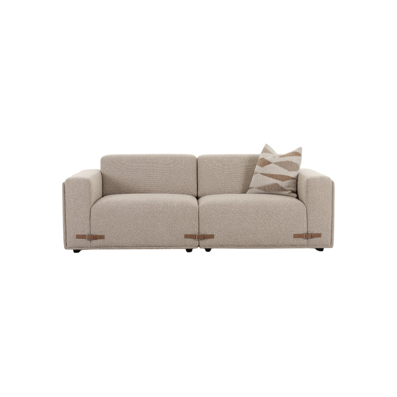 SOFA ESTACIONARIO DE DOS ASIENTOS EN TELA BEIGE