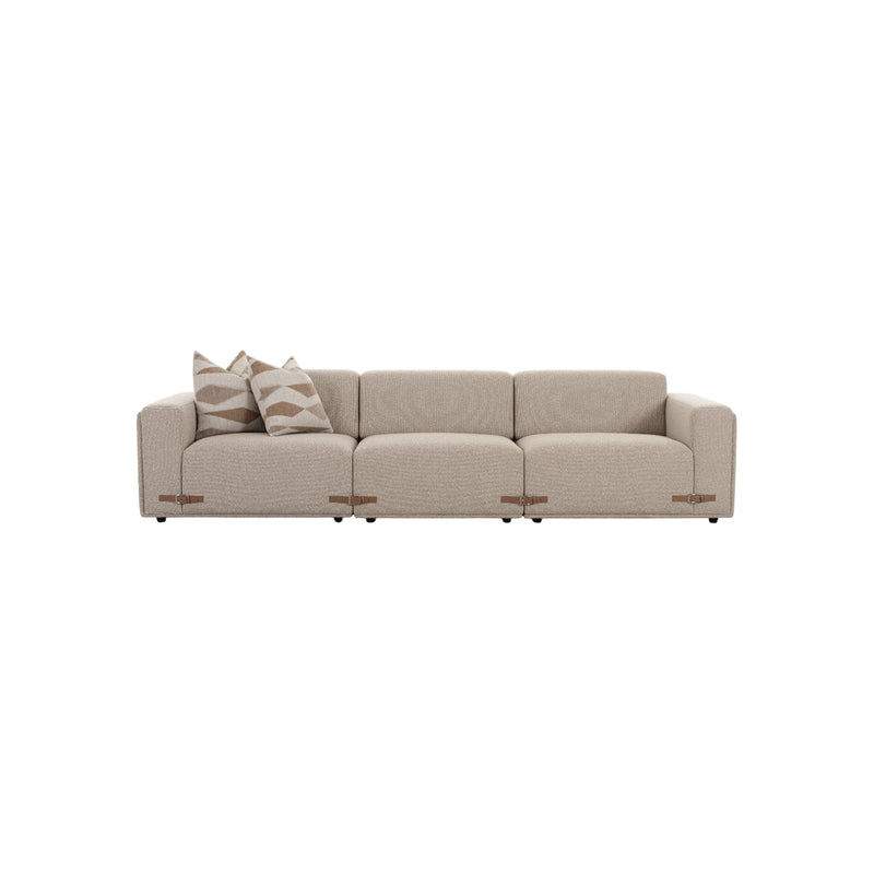 SOFA ESTACIONARIO DE CUATRO ASIENTOS EN TELA BEIGE