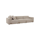 SOFA ESTACIONARIO DE CUATRO ASIENTOS EN TELA BEIGE