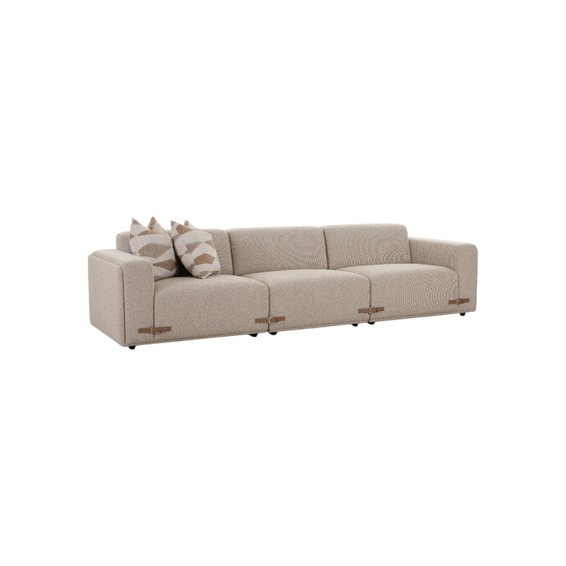 SOFA ESTACIONARIO DE CUATRO ASIENTOS EN TELA BEIGE