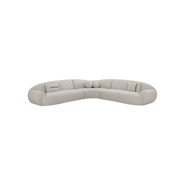 SOFA SECCIONAL ESTACIONARIO EN TELA TEXTURIZADA BLANCA CON GRIS