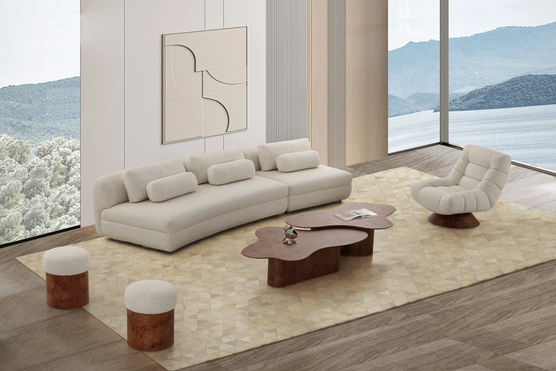 SOFA SECCIONAL ESTACIONARIO EN TELA BLANCA