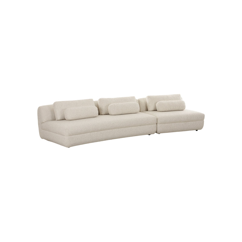 SOFA SECCIONAL ESTACIONARIO EN TELA BLANCA