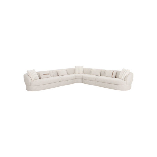 SOFA SECCIONAL ESTACIONARIO EN TELA BLANCA