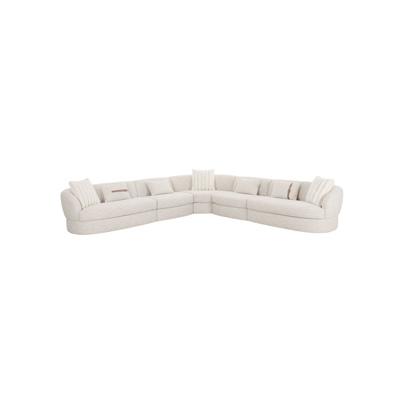 SOFA SECCIONAL ESTACIONARIO EN TELA BLANCA