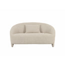 SOFA ESTACIONARIO DE DOS ASIENTOS EN TELA TEXTURIZADA CREMA