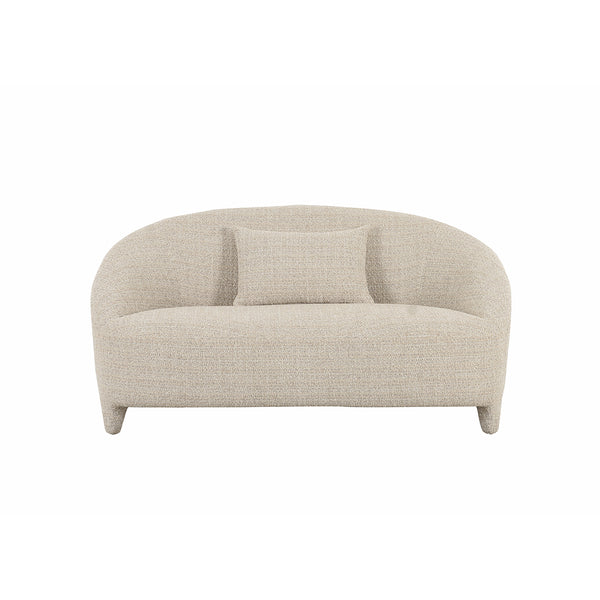 SOFA ESTACIONARIO DE DOS ASIENTOS EN TELA TEXTURIZADA CREMA