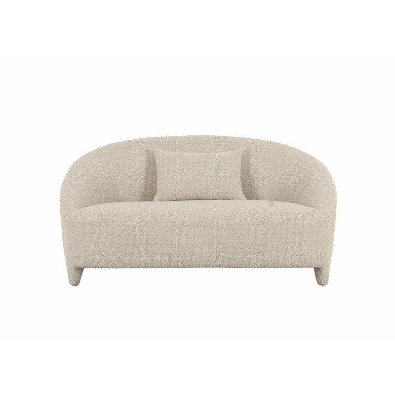SOFA ESTACIONARIO DE DOS ASIENTOS EN TELA TEXTURIZADA CREMA