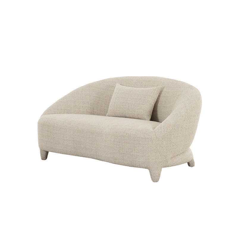 SOFA ESTACIONARIO DE DOS ASIENTOS EN TELA TEXTURIZADA CREMA