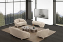 SOFA ESTACIONARIO DE TRES ASIENTOS EN TELA TEXTURIZADA CREMA