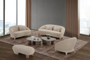 SOFA ESTACIONARIO DE TRES ASIENTOS EN TELA TEXTURIZADA CREMA