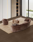 SOFA ESTACIONARIO DE CUATRO ASIENTOS EN TELA MARRON