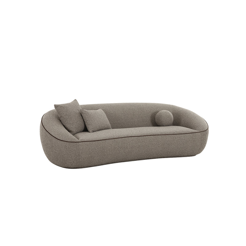 SOFA ESTACIONARIO DE TRES ASIENTOS EN TELA MARRON