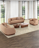 SOFA ESTACIONARIO DE DOS ASIENTOS EN TELA MOSTAZA