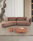 SOFA SECCIONAL ESTACIONARIO EN TELA MARRON