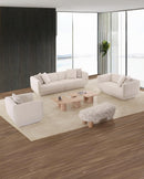 SOFA ESTACIONARIO DE DOS ASIENTOS EN TELA BLANCA