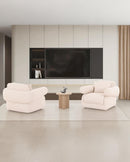 BUTACA ESTACIONARIA EN TELA TEXTURIZADA BLANCA