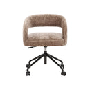 SILLA DE COMEDOR EN TELA MARRON Y PATAS NEGRAS