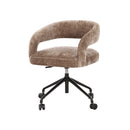 SILLA DE COMEDOR EN TELA MARRON Y PATAS NEGRAS