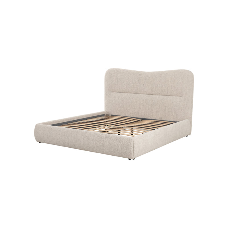 CAMA KING EN TELA BEIGE