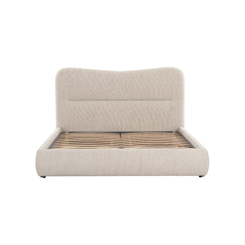CAMA KING EN TELA BEIGE