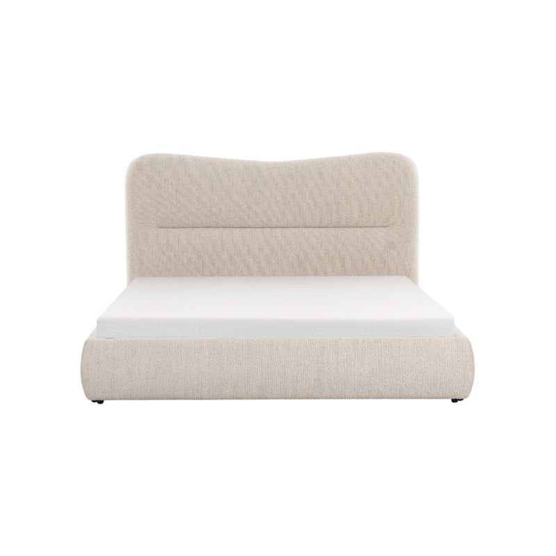CAMA KING EN TELA BEIGE